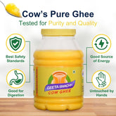 Organic Cow Desi Ghee By Geeta Swachh | Natural & Healthy Curd-Churned Desi Cow Ghee Good For Cooking, Frying | (5 Litre) 169.0 Ounce | Jar Pack